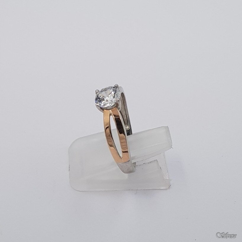 Sidabrinis žiedas su aukso detalėmis ir cirkoniu Z1190; 17,5 mm 1 Sidabrinis žiedas su aukso detalėmis ir cirkoniu Z1190; 17,5 mm 1
