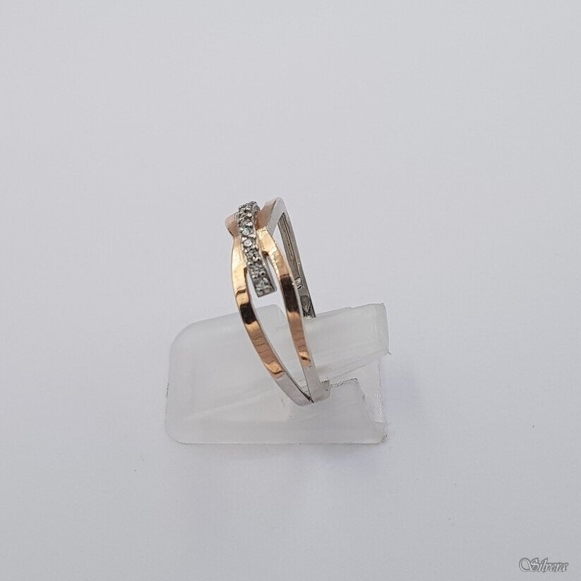 Sudraba gredzens ar zelta detaļām un cirkoniju Z1257; 19 mm 1