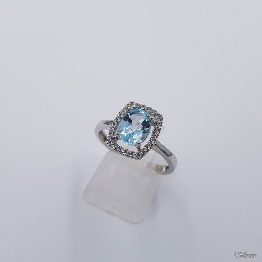 Sudraba gredzens ar topāzu un cirkoniju Z0320; 17 mm Sudraba gredzens ar topāzu un cirkoniju Z0320; 17 mm