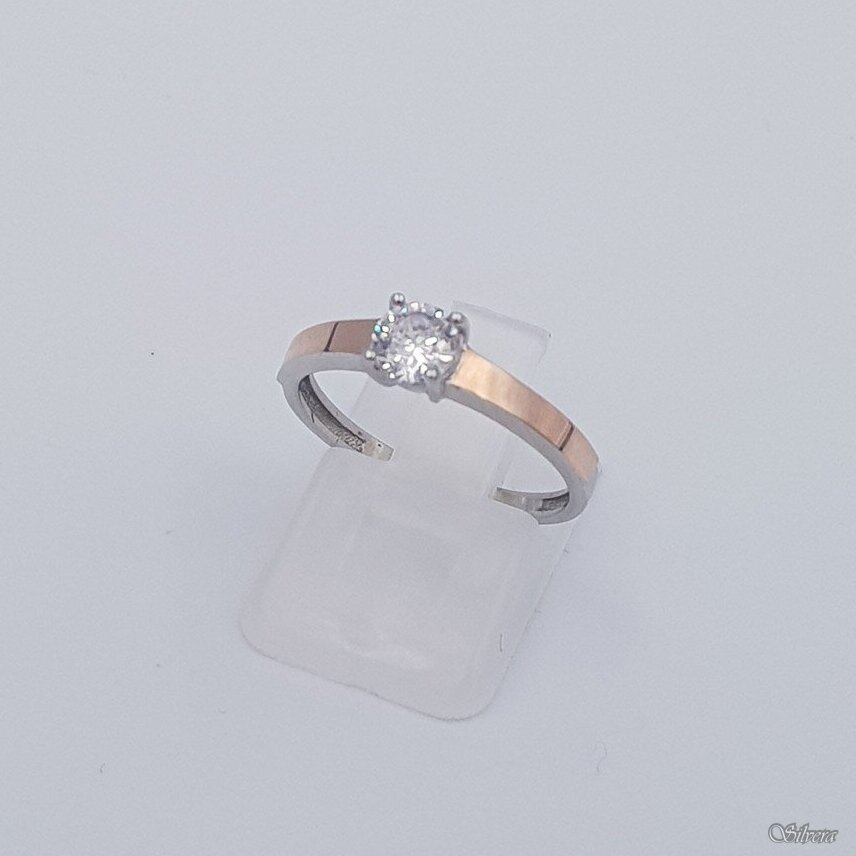 Sudraba gredzens ar zelta detaļām un cirkonu Z1638; 20 mm