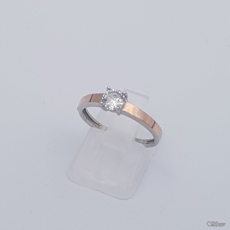 Sudraba gredzens ar zelta detaļām un cirkonu Z1638; 19 mm