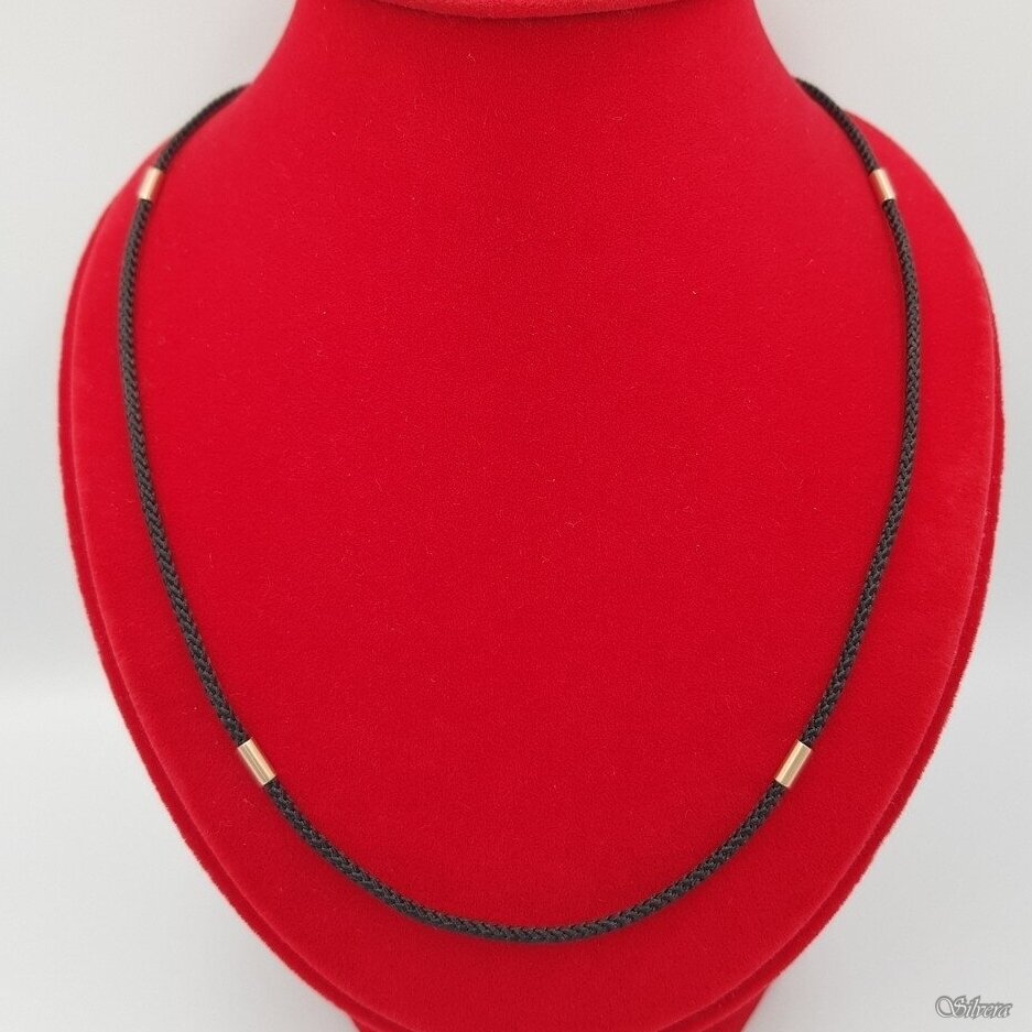 Zīda aukla ar apzeltītām sudraba detaļām GS05; 40 cm 1 Zīda aukla ar apzeltītām sudraba detaļām GS05; 40 cm 1