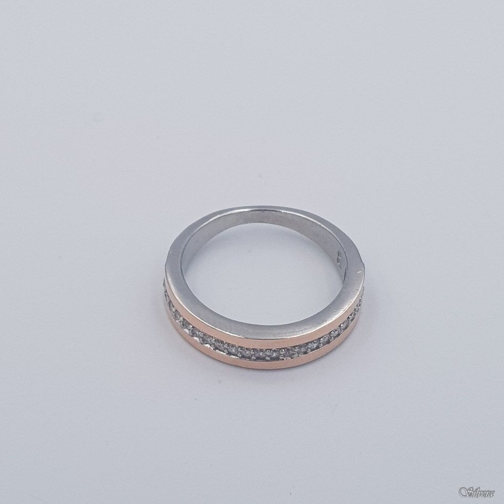Sidabrinis žiedas su aukso detalėmis ir cirkoniais Z1749; 19 mm 1 Sidabrinis žiedas su aukso detalėmis ir cirkoniais Z1749; 19 mm 1