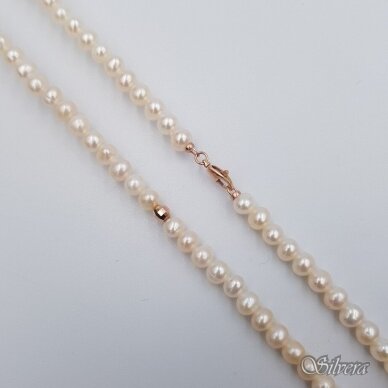Vėrinys iš perlų su aukso detalėmis AG248; 40 cm